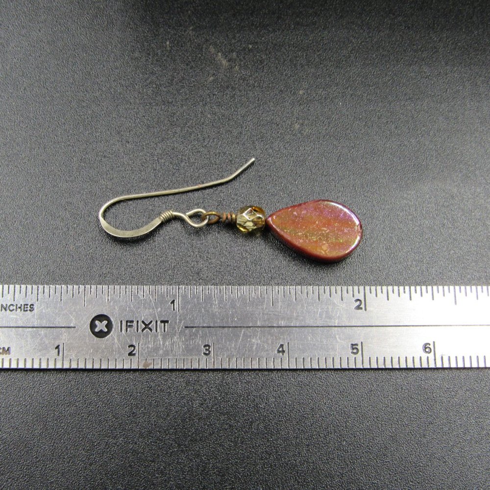 Sterling Silver Worn Teardrop Shape Shell Dangle … - image 5